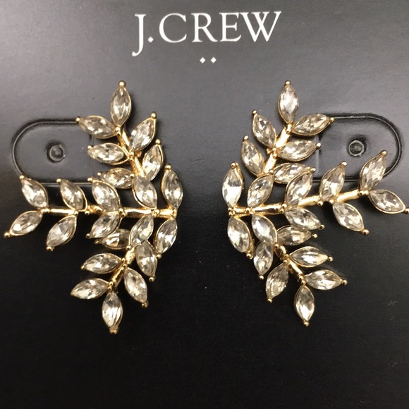 J. Crew Crystal Leaves Necklace and Earrings Set - Picture 3 of 6